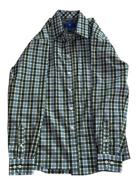 Egara Men’s Plaid Button-Down Shirt - Green & Blue